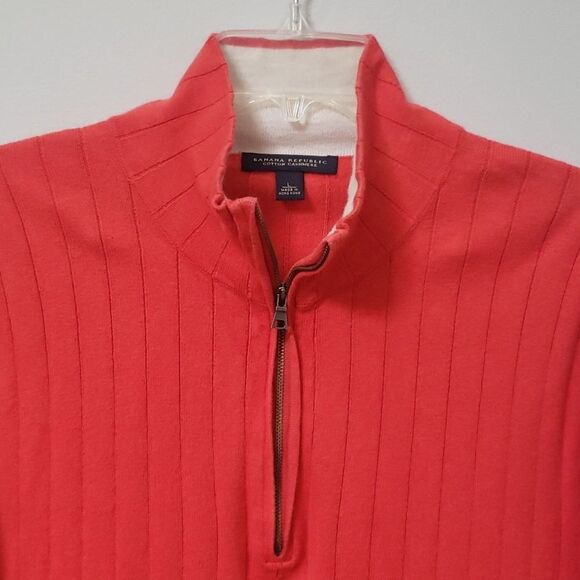 Y2K Banana Republic Sweater Mens L Mock Neck Cashmere Cotton Rib Knit 1/4 Zip - Picture 3 of 7